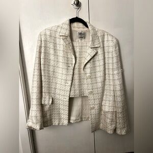 White Tweed Skirt Suit by Le Suit